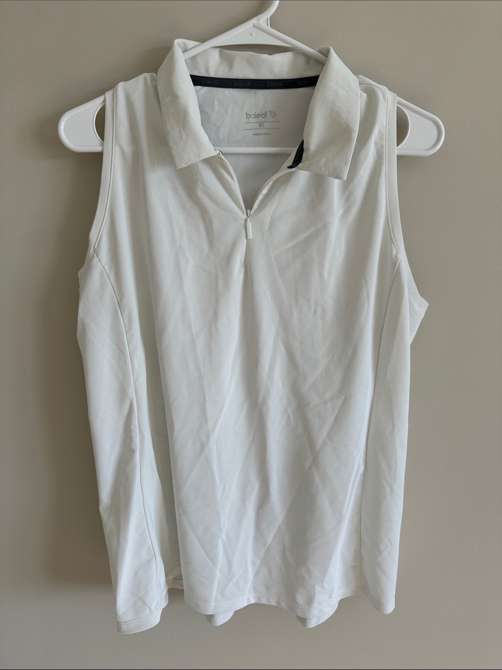 Baleaf White Sleeveless Zip Polo Racerback Tank